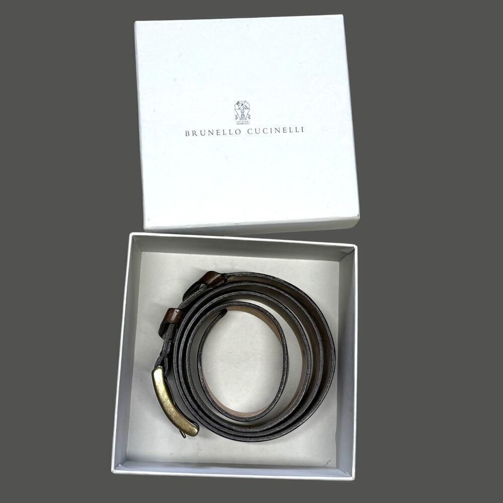 Brunello Cucinelli Brown Leather Belt Small - Picture 6 of 8